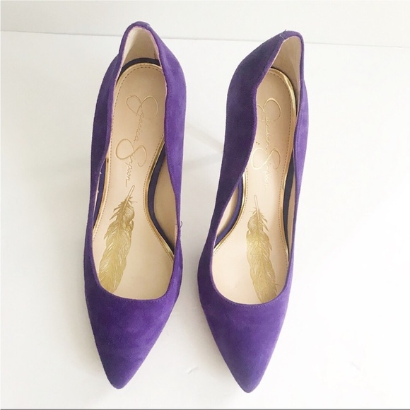 Jessica Simpson purple suede pointy toe stiletto heels. - Picture 4 of 4